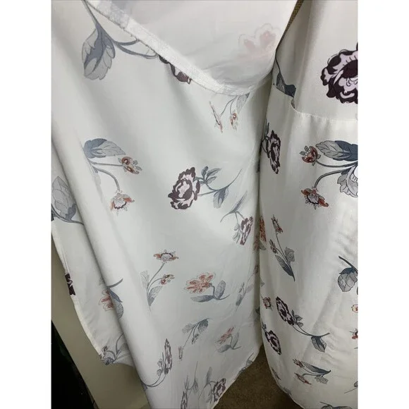 Ann Taylor Loft Floral Print Ruffled Wrap Dress White Side Tie Small Event Flora - Picture 6 of 16